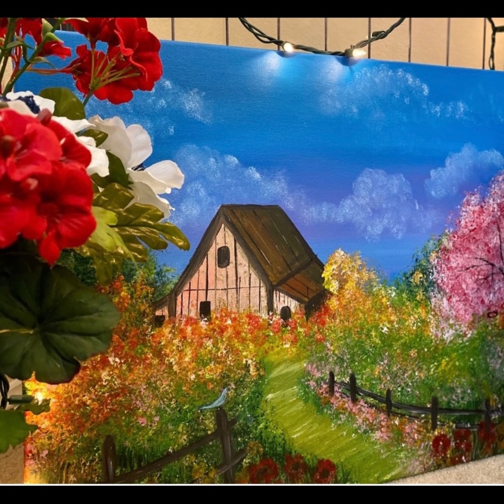 Farmhouse landscape painting